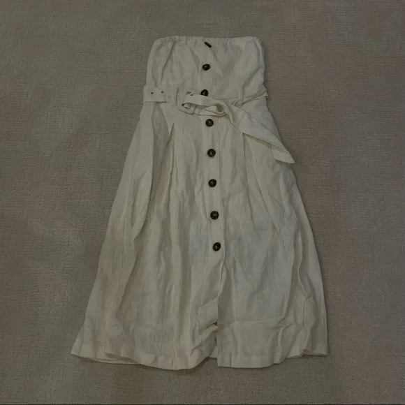 Lulus Moon River Zoie White Straplesss Belted Midi Dress - Medium, NWT - Picture 3 of 4